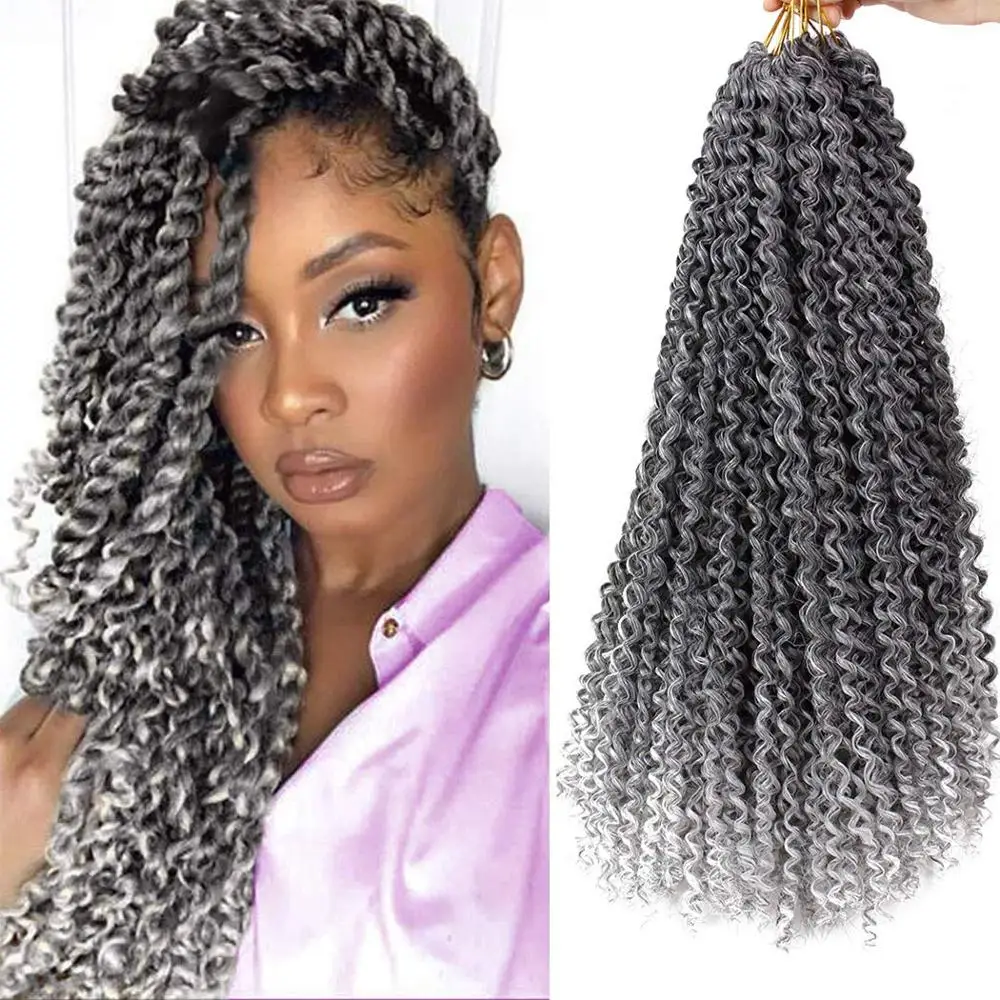 Maelove Synthetic Crochet Hair Braiding Hair Extensions Braids Blonde Silver Ombre Afro freetress Water Wave Crochet Braiding