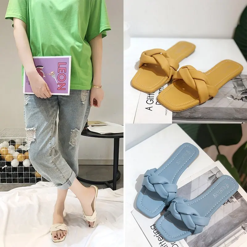 

Сланцы женские с перекрестной шнуровкой, универсальные тапочки для дома, летняя обувь, 2021