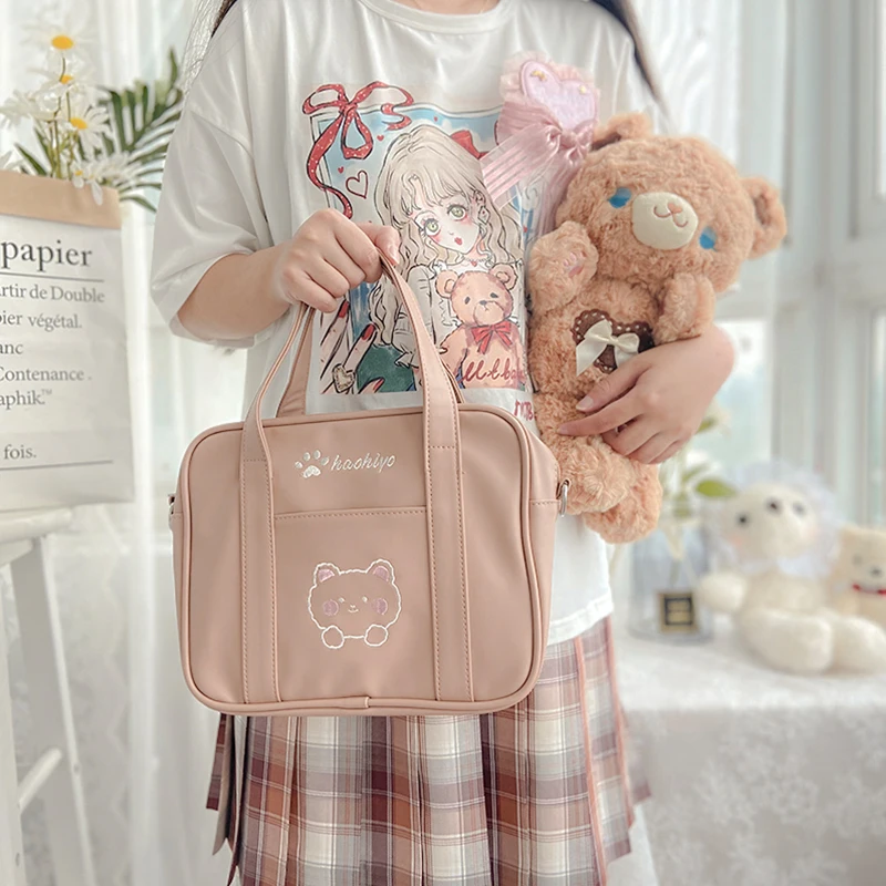 

2020 New Japan Girls Preppy Style Bear Travel Shoulder School Bags For Women Large Capacity Casual Luggage Handbags Totes Bag