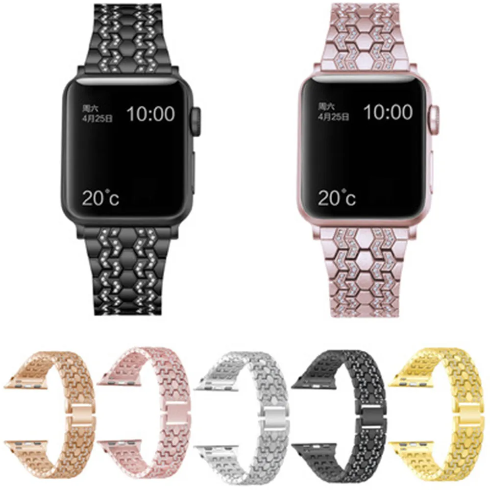 

Luxury Metal Strap for Apple Watch Band 44mm 40mm 42mm 38mm Stainless Steel Diamond Band for iWatch Series 6 se 5 4 3 Wristband