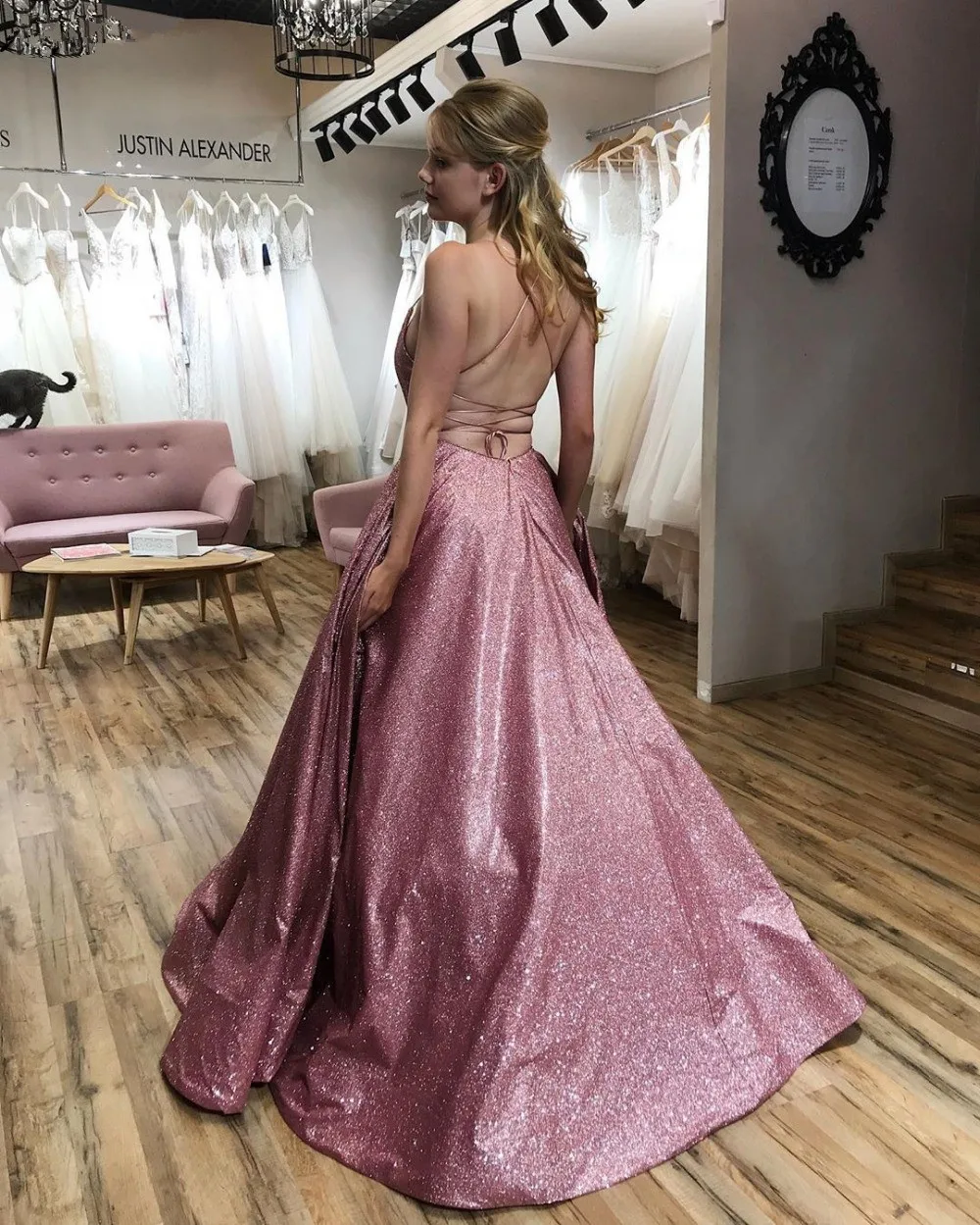 Robe De Soiree блестящая Румяна вечернее платье с блестками На Бретельках Вечернее платье без спинки Выпускные платья Длинные