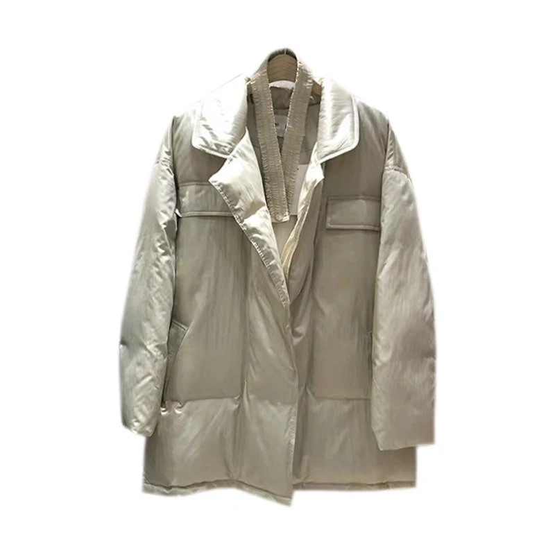 Новинка 2019 зимняя однотонная теплая свободная длинная куртка с капюшоном и