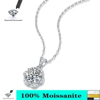 2ct 8mm ef round 18k white gold plated 925 silver moissanite necklace diamond test passed jewelry girlfriend gift