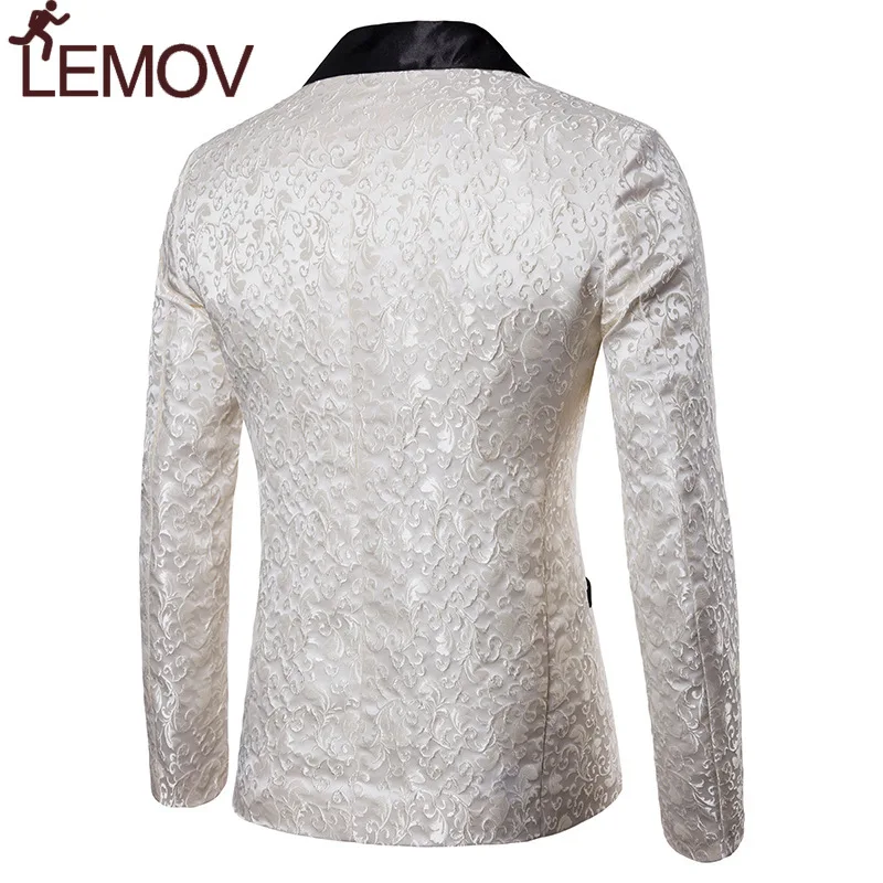 Золотой жаккардовый блейзер с бронзовым цветочным принтом для мужчин новинка 2018