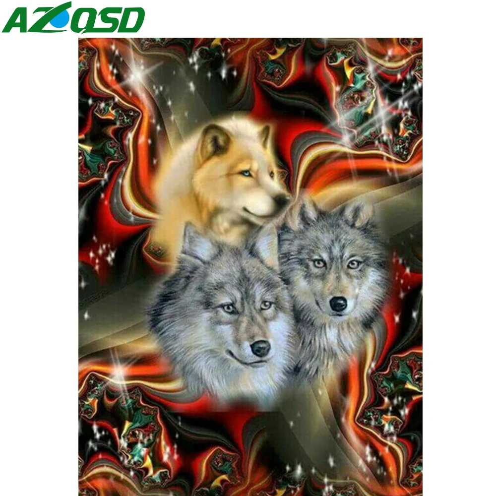 

Алмазная живопись с волком AZQSD, вышивка крестиком, стразы, мозаика с животными, строительный подарок