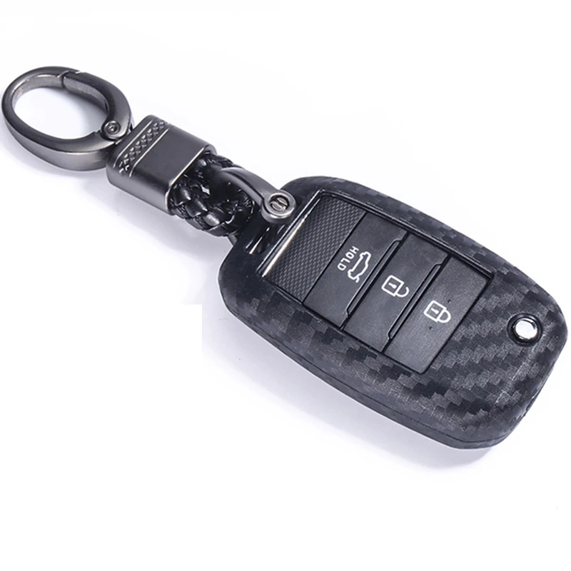 

Carbon Fiber Silicone Car Key Holder for Kia Rio K2 K3 K5 Bongo Sorento Soul Sportage Protection Key Shell Skin Bag Only Case