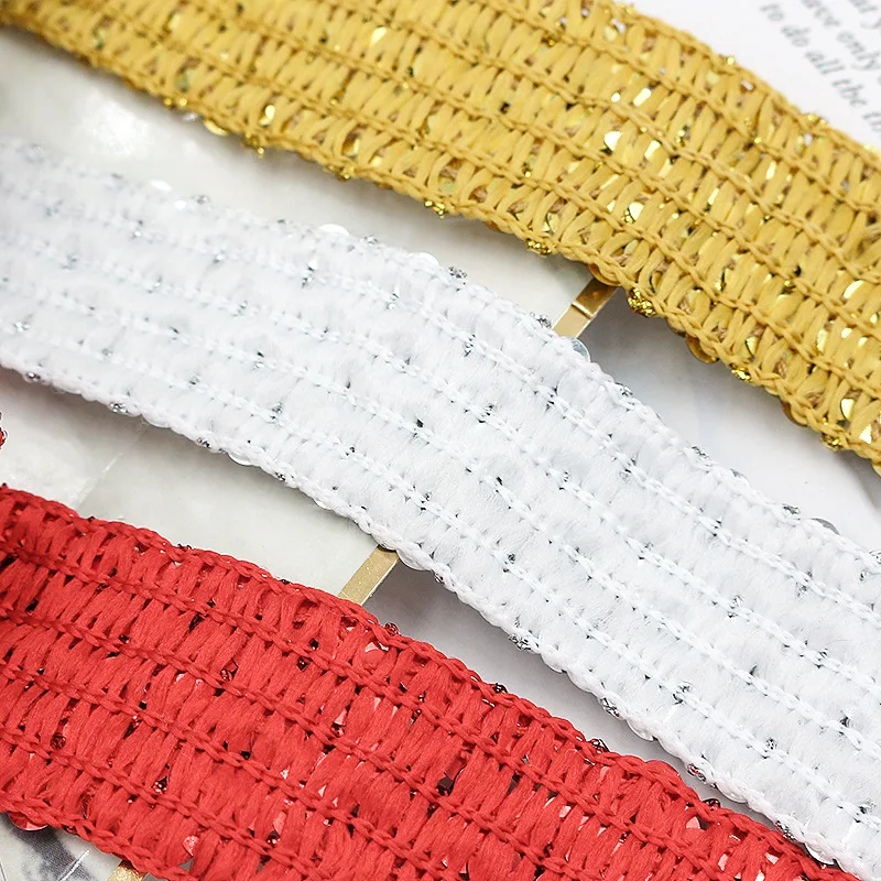 

1 yards 5 colors Fish scale sequined lace ribbon lace fabric collar dress sewing clothing headdress DIY materials