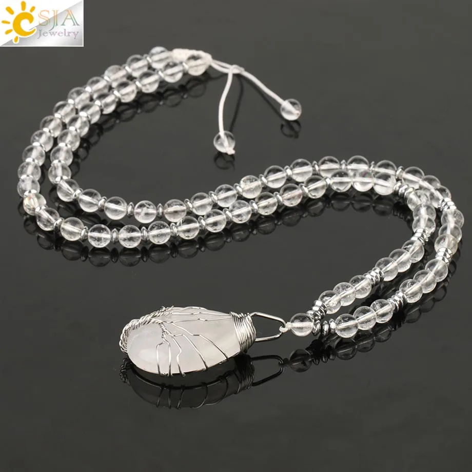 CSJA натуральные камни белого цвета с украшением в виде кристаллов Цепочки и