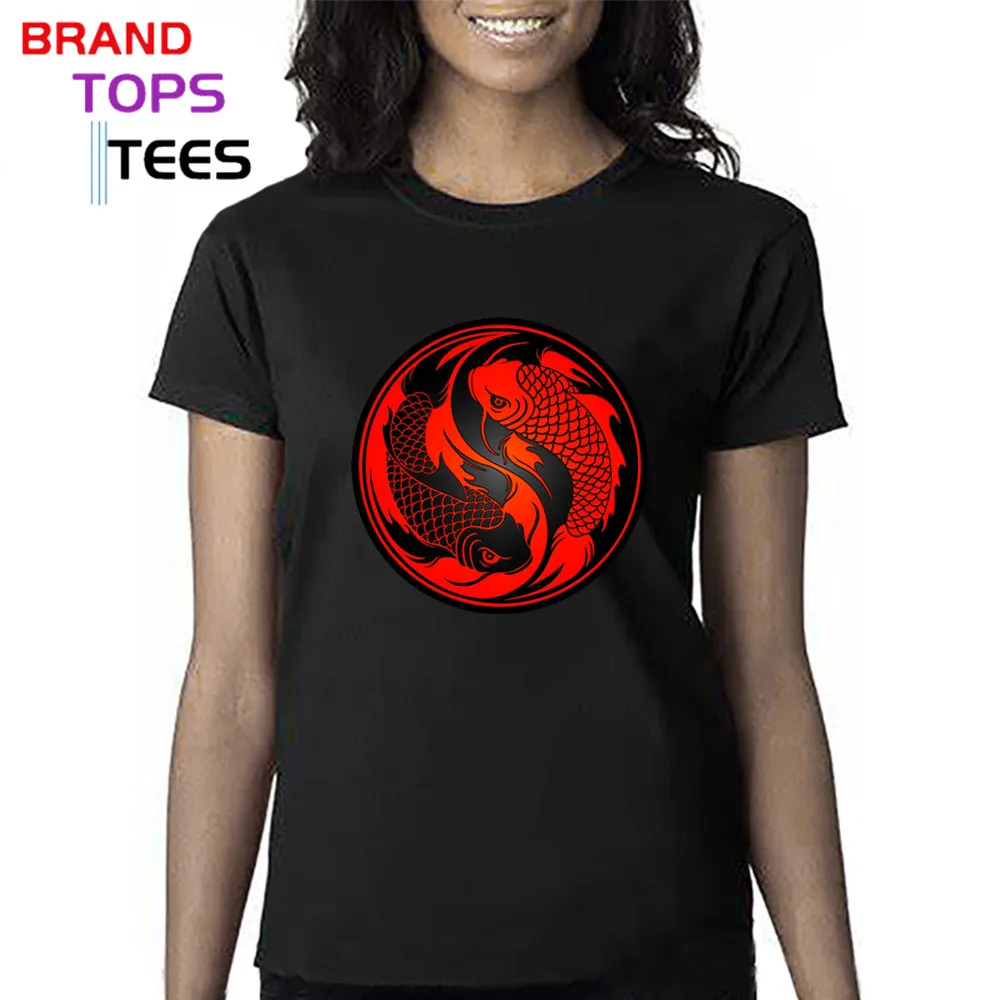 Женская футболка в японском стиле новый дизайн Инь-Янь карп Flyfish хлопковая с