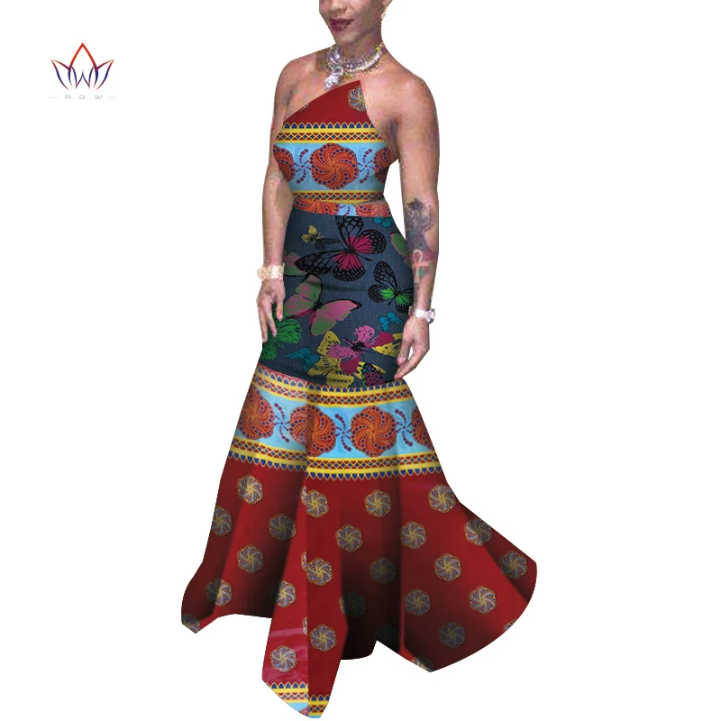 Женский вечерний комплект из топа и юбки Bazin Riche длинное платье в африканском