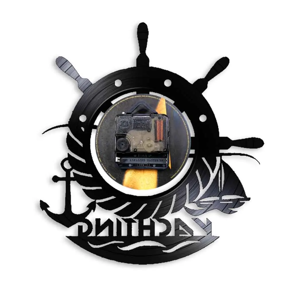 Морской якорь парусники 3D виниловая Запись часы Yachtsman светодиодный настенный