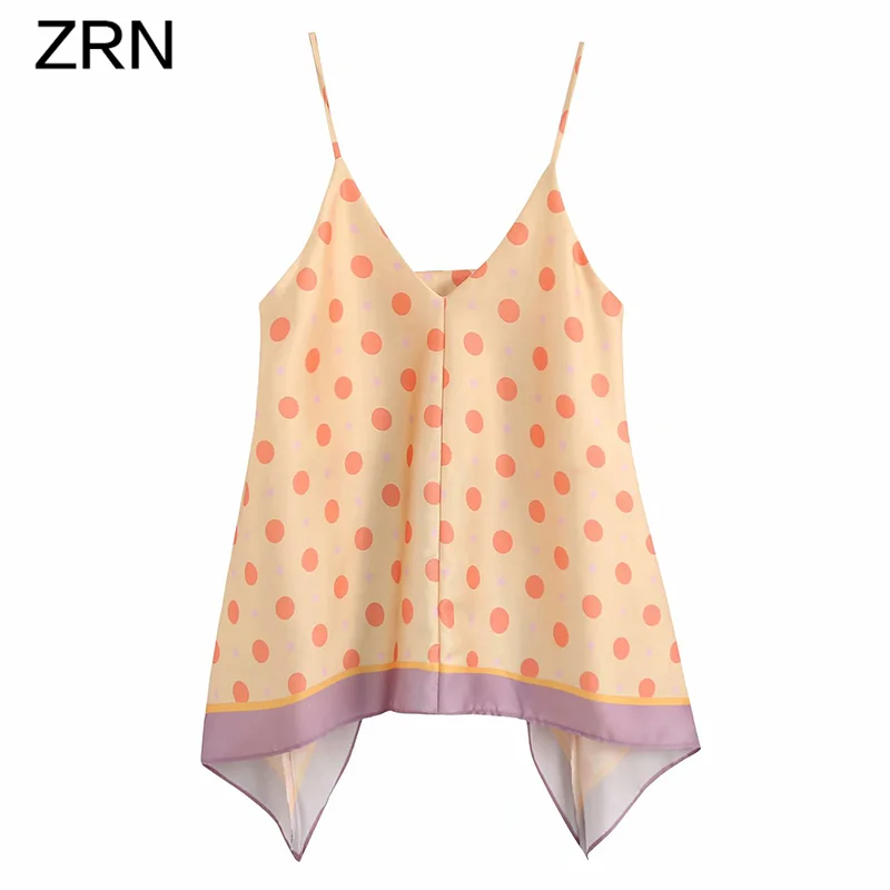 Женские Асимметричные подтяжки ZRN с открытой спиной и принтом в горошек