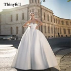 Thinyfull Королевское без рукавов ТРАПЕЦИЕВИДНОЕ пляжное длинное свадебное платье с бантом пляжное платье принцессы Свадебное платье