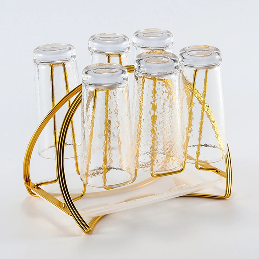 

Cup Drying Rack Stand Non-slip Kitchen Glass Organizer for 6 Cups Drying Bracket Dryer Organizer Storage Glasses Shelf Holder