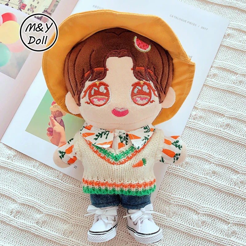 

Kpop 20CM Doll Clothes TNT Ikun EXO Plush Toy Clothing Set NCT ChanYeol JIMIN Carrot Sweater Jeans Vest Hat Dolls Accessories