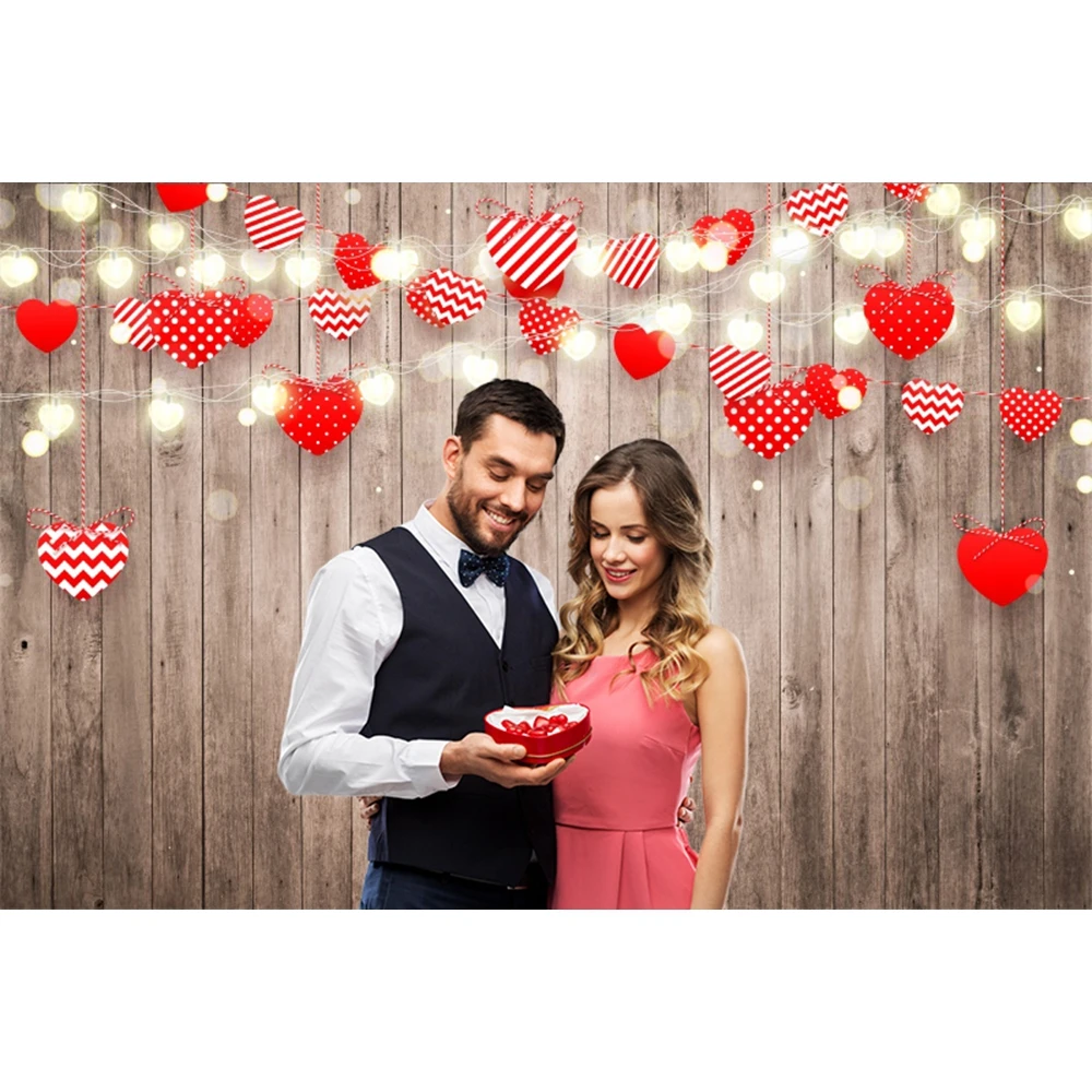 

Valentine's Backdrop for Photography Wood Red Love Heart Background Love Photo Booth Backdrop Valentine Photoshoot Backdrop Prop