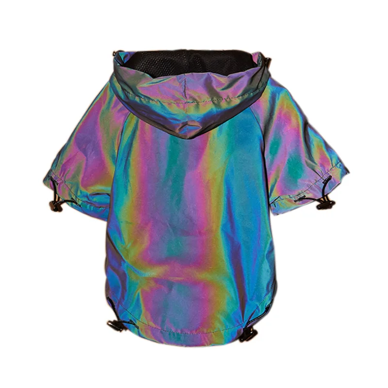 

2021 cool reflective glowing dog raincoat summer new puppy raincoat cross-border cat and dog clothes pet raincoat reflective
