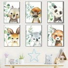 Панда, енот, коала, белка, кенгуру, Утконос, настенная живопись, постеры и принты в скандинавском стиле, картины с животными, декор для комнаты мальчика