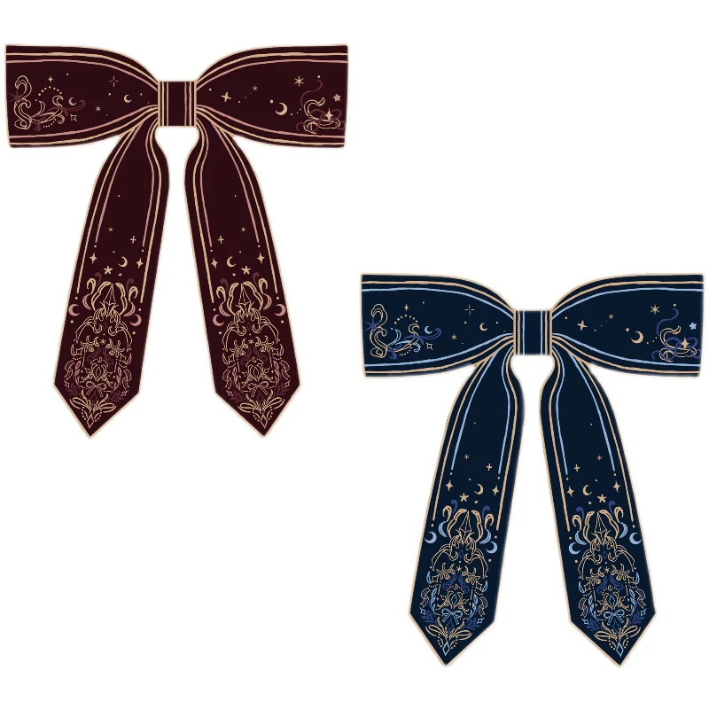 

girls students Graduation photo Bow tie dark red star moon long bowknots Japanese Campus cute kawayi bowties white shirts women