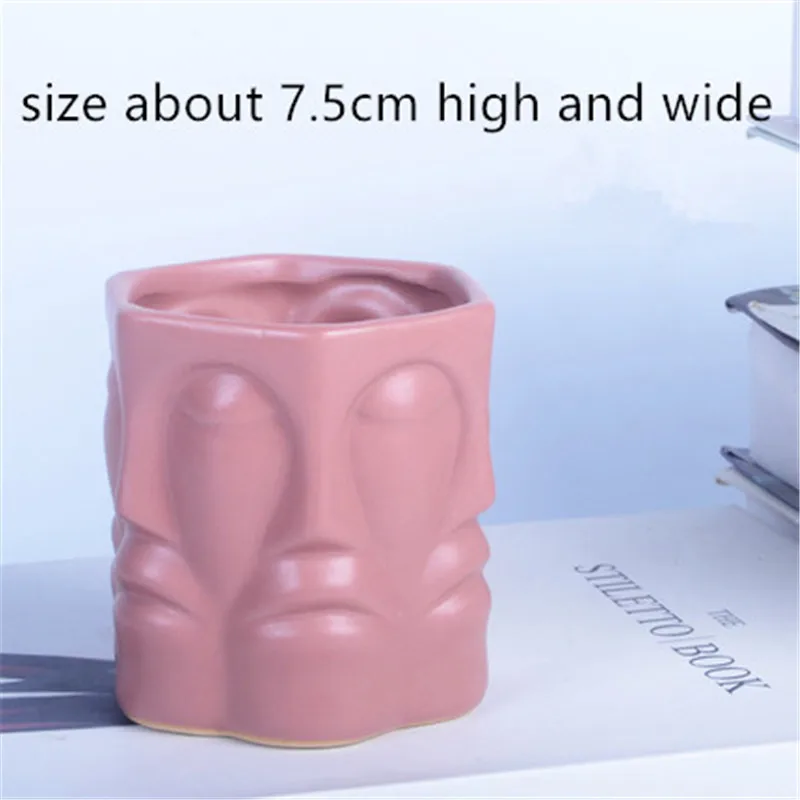 Сделай Сам глина цемент силиконовый Плантатор плесень 6 сторон 3D лицо бетон