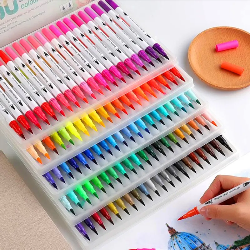 Маркеры с надписью 12/24/36/48 цветов ручка двойным наконечником лайнер для рисования