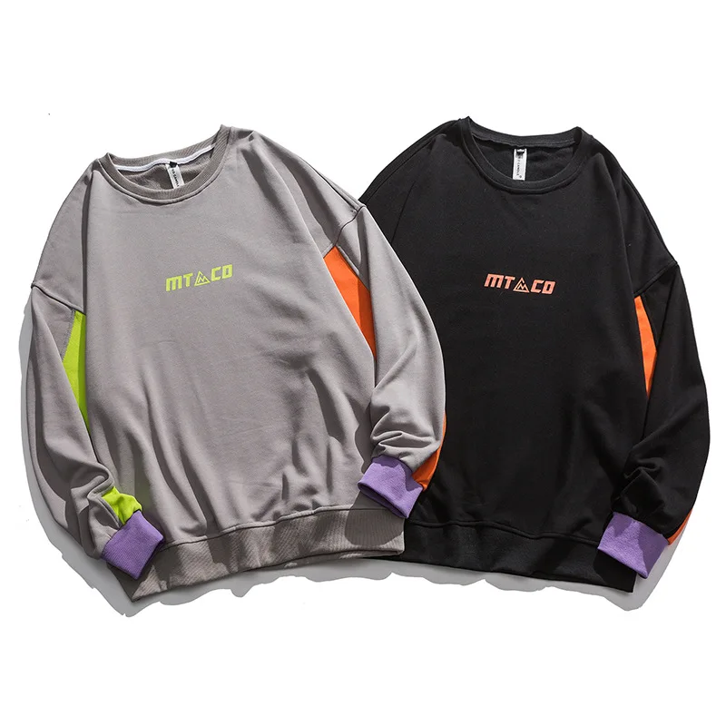 

2020 New High Street Contrasting Color Long-Sleeved Sweatshirt Popular Brand Ins Men's Lettered Pattern Pullover