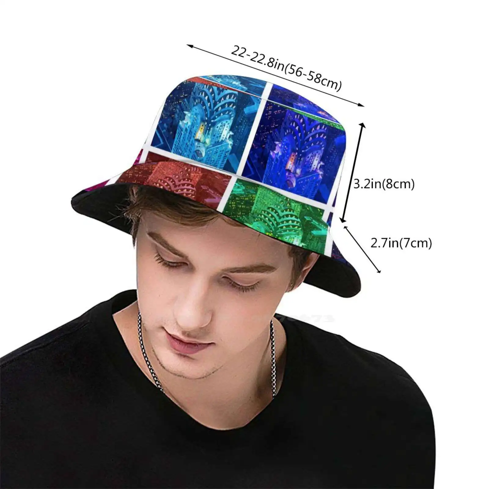 Warholic Remix: New York City - Chrysler Building In Manhattan Women Men Fisherman Hats Bucket Caps |