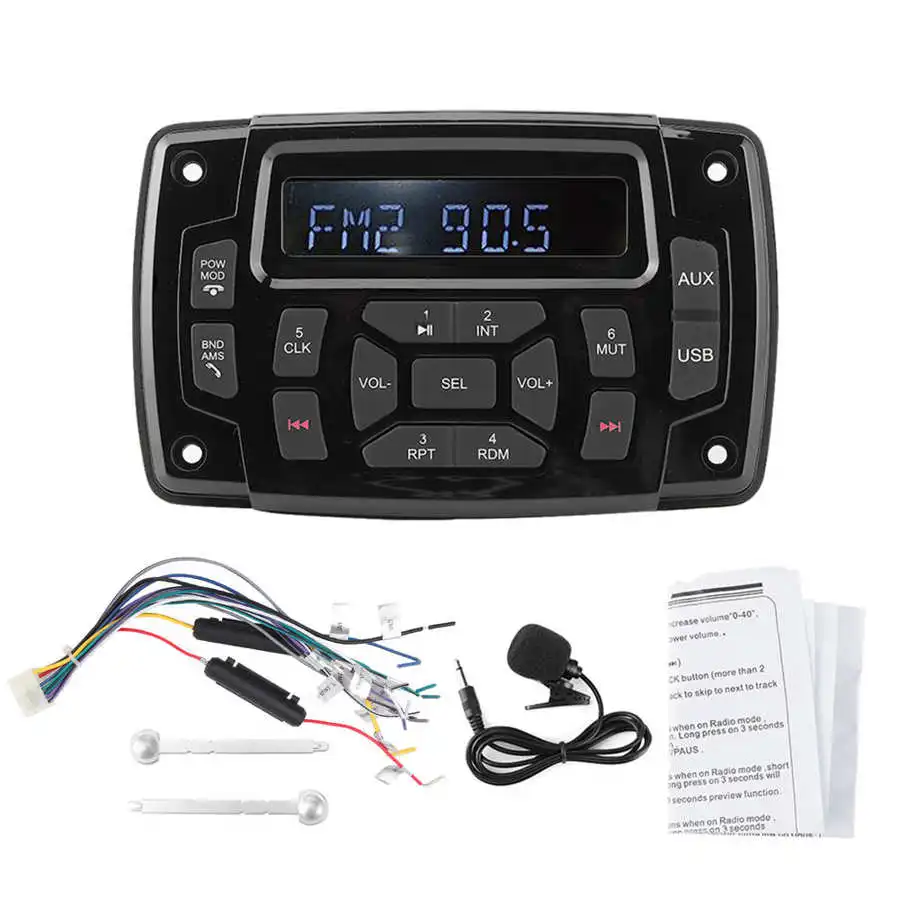 Waterproof Boat Marine Stereo Bluetooth Radio Audio Sound System FM AM Auto Receiver Car MP3 Player For RV ATV Truck Motorcycle 1