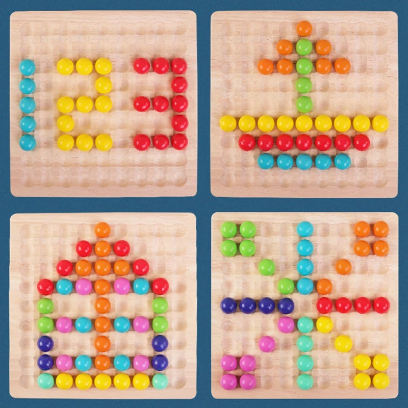 

Colorful Wooden Clip Beads Concentration Training Board Game Educational Toys Children Rainbow Clip Beads Puzzle Montessori Toys