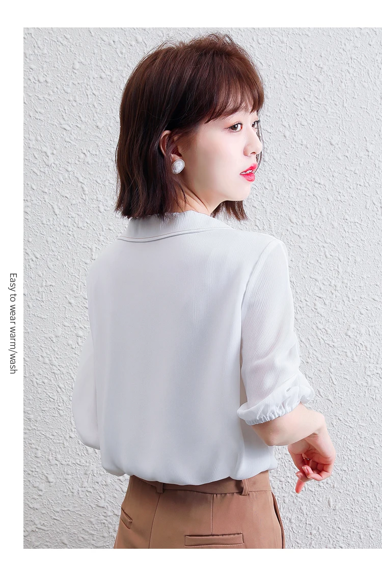 

Women's Blouses Casual Polo Shirts Fashion Shirt Lady Tops Korean Loose Chiffon Blouse Short Sleeve Top Summer Buttons 20048