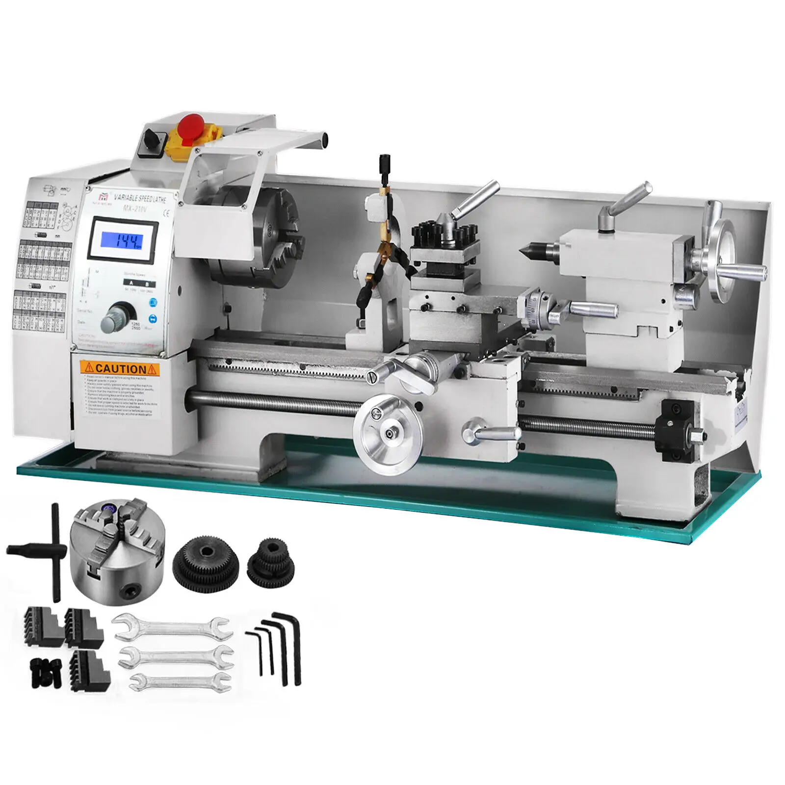 

750W Metal Lathe Processing Variable Speed high-Precision Shop Benchtop Variable Speed Mini Lathe with Tools,Center Bracke