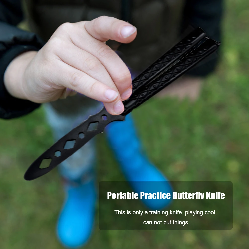 Складная бабочка тренировочный нож трансформер Blunt Balisong Карманный тренажер из