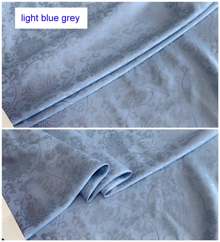 light blue grey Креп шелк Шармез ткань Винтаж лотоса цветочный вечернее платье Материал 100 см* 114 см - Цвет: light blue grey