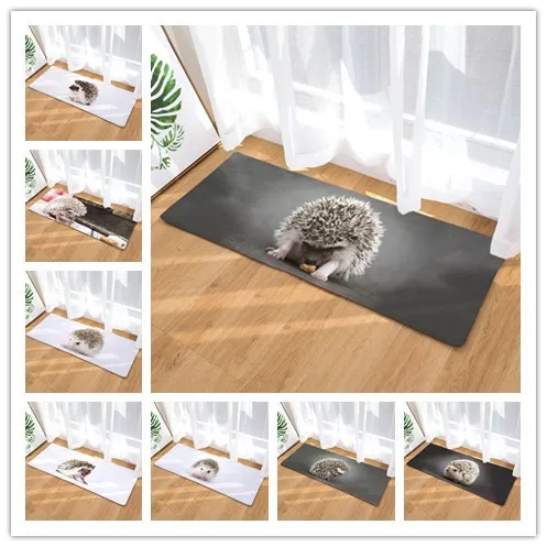 Фланелевый длинный напольный коврик дверной теплопередающий принт ежик для