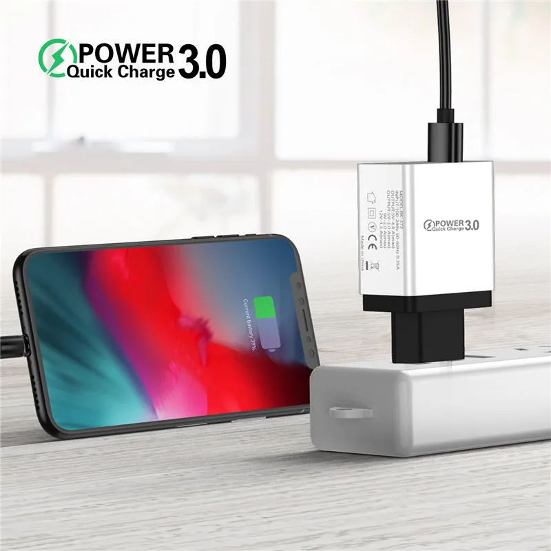 USLION USB зарядное устройство 3A Quick Charge 3,0 Для iPhone Micro type C быстрое настенное зарядное устройство для samsung Xiaomi huawei зарядное устройство для мобильных телефонов
