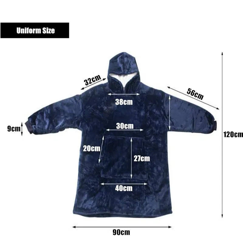 

Super Soft Warm Outdoor Adult Huggle Hoodie Pocket Hoodie Lazy Pullover Blanket Outdoor Cold-proof Clothes Hooded Fleece Thermal