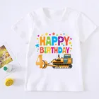 Бульдозер для мальчиков, с номером на день рождения 2-8, футболка с названием грузовика, рубашка для мальчиков, футболки для поездов, для малышей, для маленьких мальчиков, рубашки для строительных грузовиков