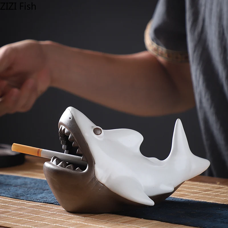 

Ceramic Shark Ashtray Creative Shark Dolphin Living Room Office Coffee Table Desktop Decoration Art Ashtray Gift for Boyfriend