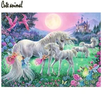 5d diy diamond mosaic unicorn elf garden castle landscape diamond painting full square round diamond embroidery handicraft