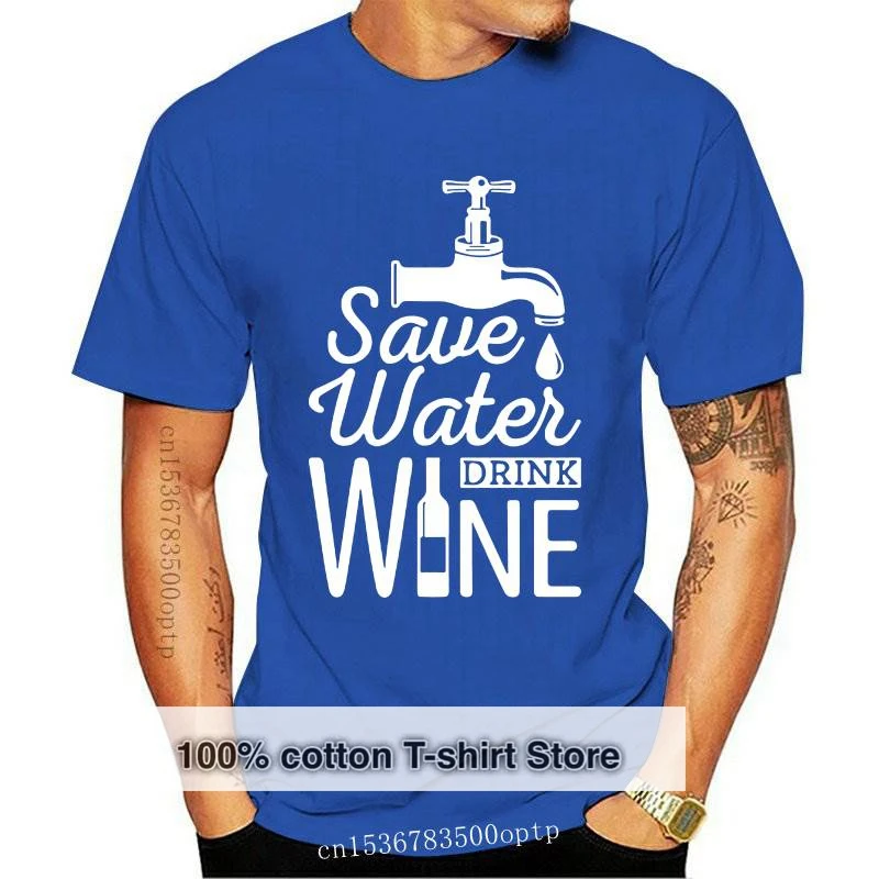 

New 2021 Save Water Drink Wine Printed T Shirt Men Casual Short Sleeve T-shirts Summer 2021 Style Hipster Funny Cotton Tops Tees