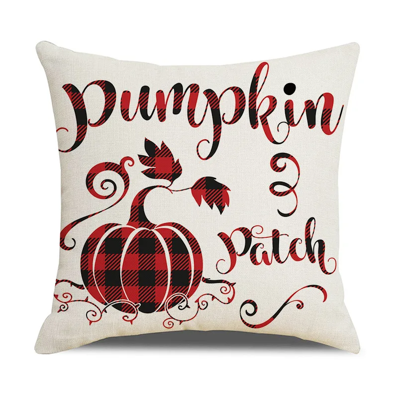 

Autumn Cushion Cover Pumpkin Linen Cotton Halloween Printed Decorate For Home Sofa Throw Pillow Cases Black Cat Maple Pillowcase