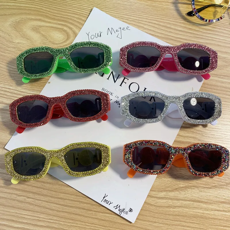 

2021 Luxury Brand Designer Diamond Sunglasses Women Men Vintage Square Sun Glasses Bling Eyewear Female Shades Gafas
