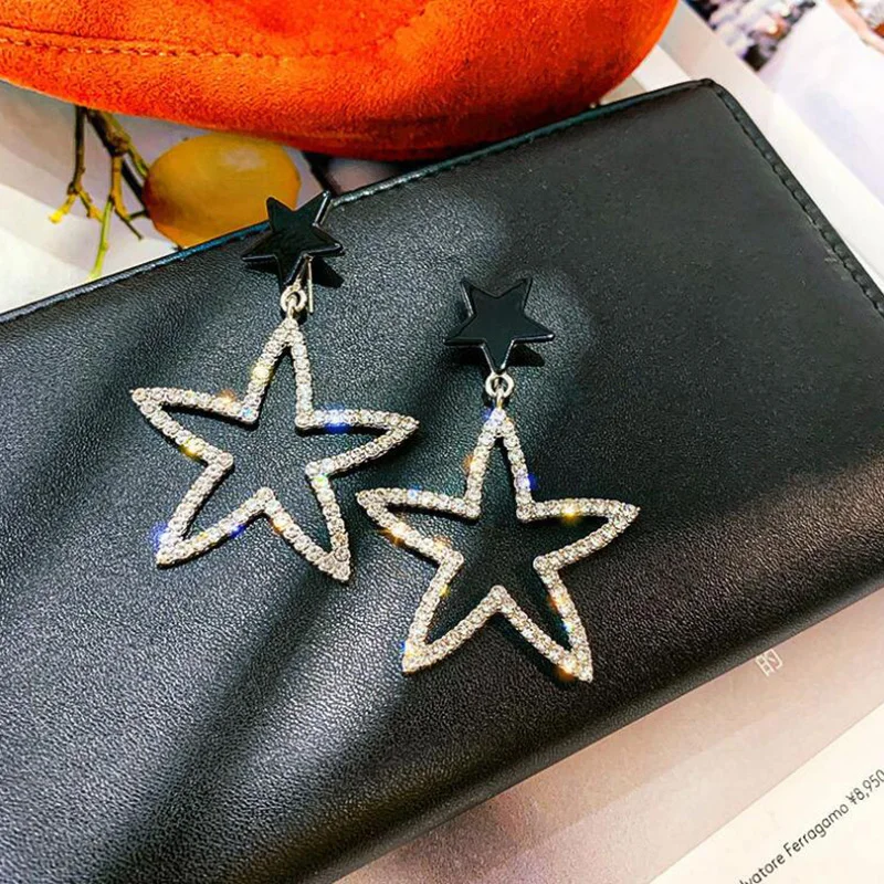 Личности преувеличенные пятиконечные звезды серьги гвоздь женский 925 Корейский