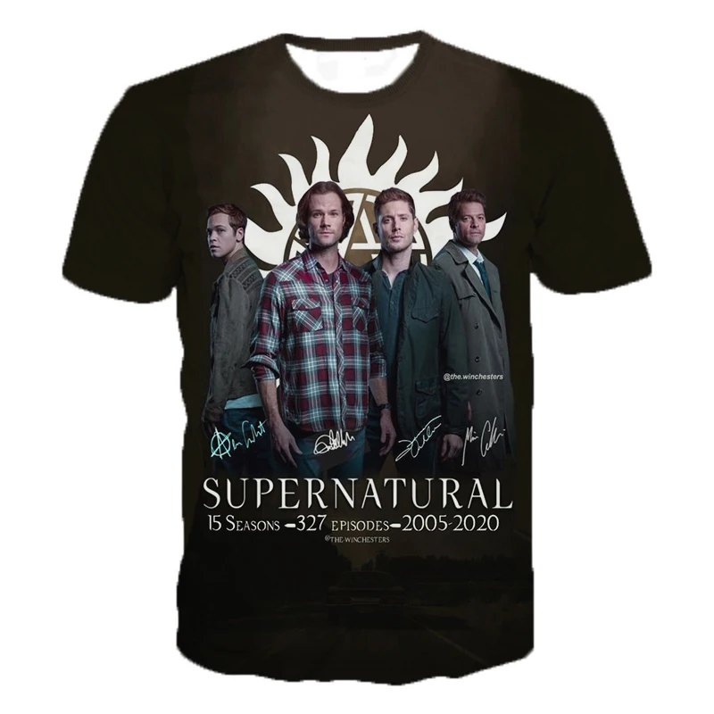 

Supernatural 3D Printed Short Sleeve T Shirt Horror TV Drama Fashion Casual T-shirts Men Women Streetwear Oversized Tee Tops