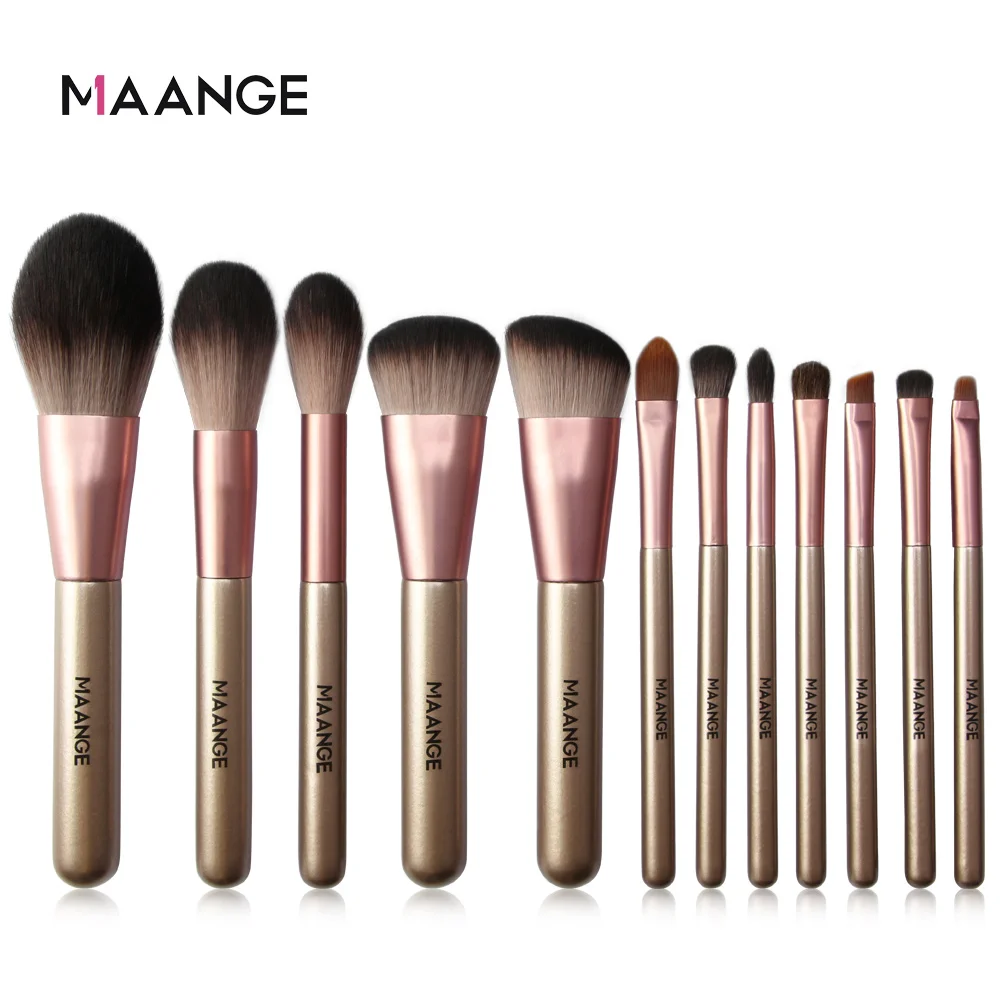 Набор кистей для макияжа MAANGE кисточки с ручкой и сумкой синтетического тона
