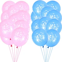 10pcslot 12 inch its a boy girl pink blue printing latex balloon baby shower gender reveal secret kids party birthday decor
