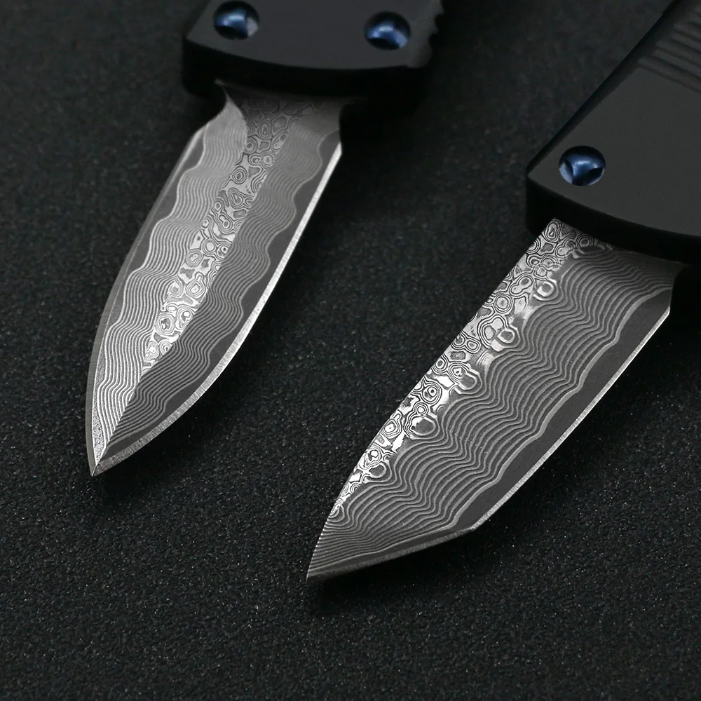SF мини походный OTF портативный нож дамасское лезвие авиационный алюминий CNC