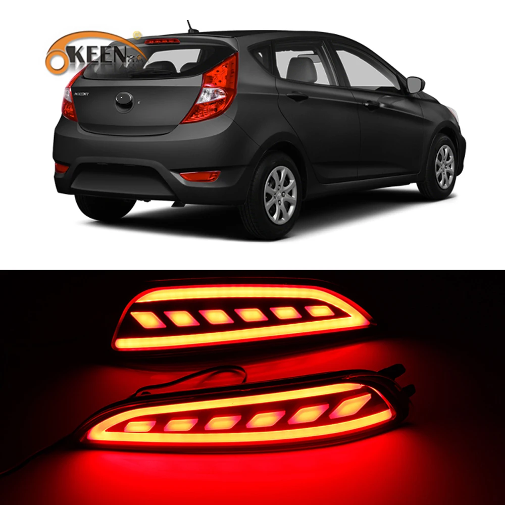 

2pcs Led Rear Bumper Reflector Lamp For Hyundai Solaris Accent Alis hatchback 2011 2012 2013 2014 Warning Light Tail Fog Lamp