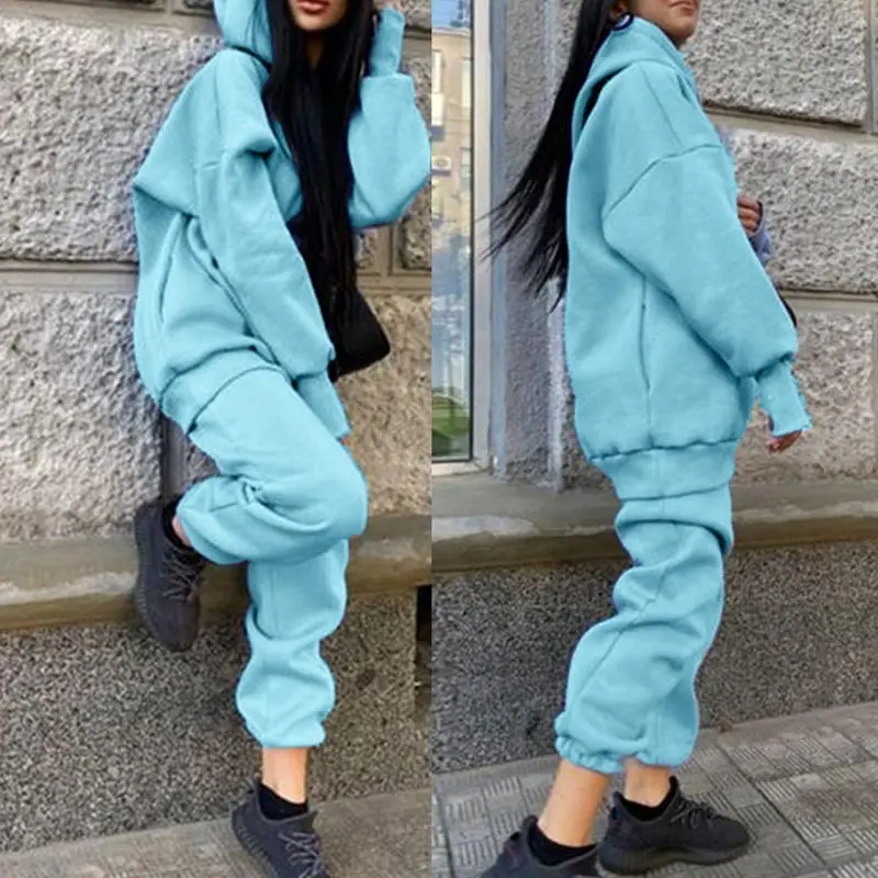 Женский спортивный костюм из двух предметов повседневный теплый пуловер