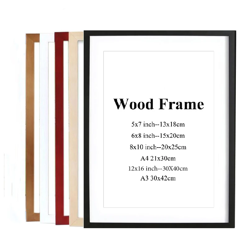 

A4 A3 Wooden Frame Black White Color Photo Frames for Wall Art Picture Frames Photo Frames for Picture Walnut Wood Frames